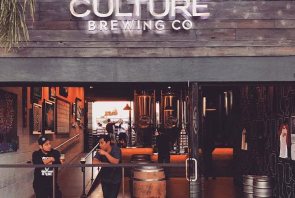 Two people enjoying a beer in Culture Brewing Co in Solana Beach.